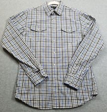Banana Republic Button Up Shirt Men Small S Blue Black White Check Slim Fit Work