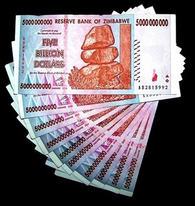 20 pcs x Zimbabwe 5 Billion Dollar banknotes- Circulated currency
