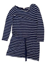 Gap Striped Dress Blue White Drawstring Nautical Size Small