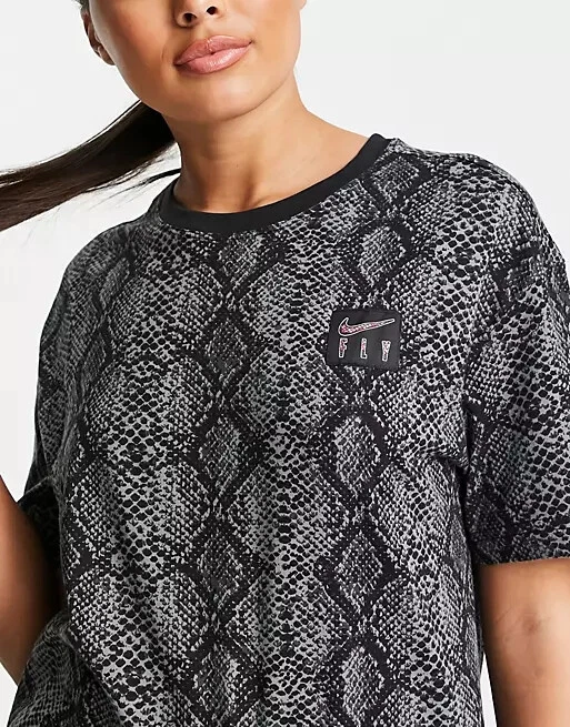 montar Problema por favor confirmar New Nike Air Fly Snake Print T-shirt Short Sleeve Loose Tee Black Womens  Size XS | eBay