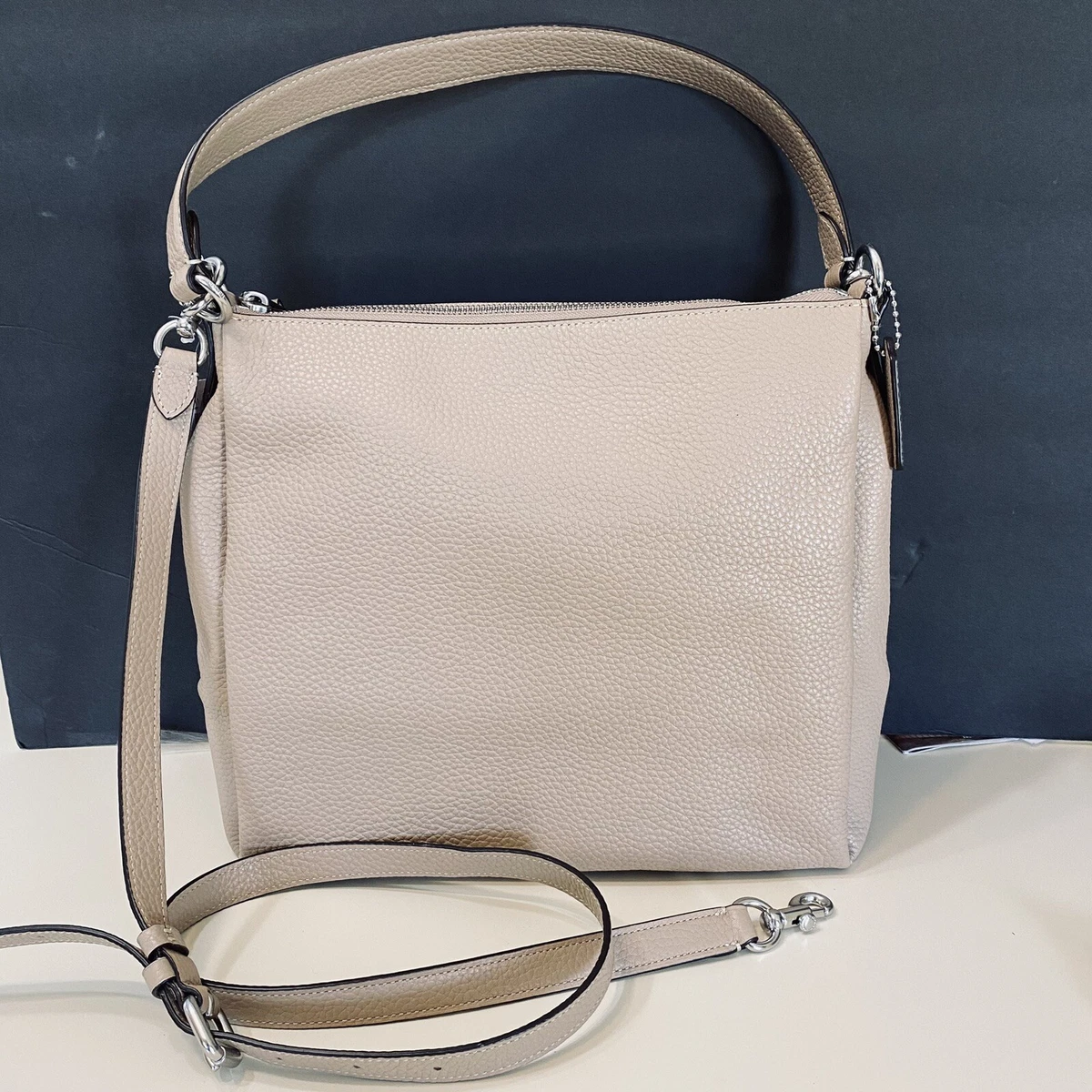 Coach Shay 93811 TAUPE tan Soft Pebble Leather Shoulder Bag