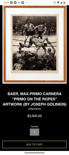 Joseph Golinkin Primo on the ropes signed 1935 lithograph 1 of 50 - Picture 5 of 5
