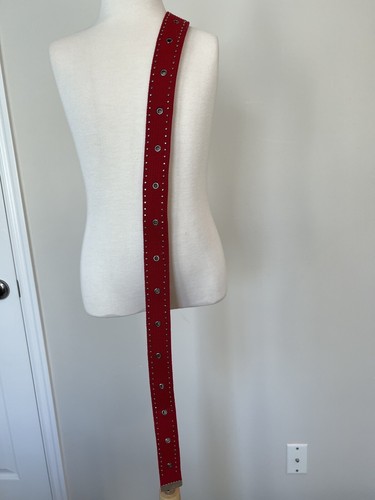 Red belt with metal rivets 35" - Picture 2 of 2
