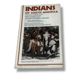 Indians of South American 1982 Vintage National Geographic Map BX