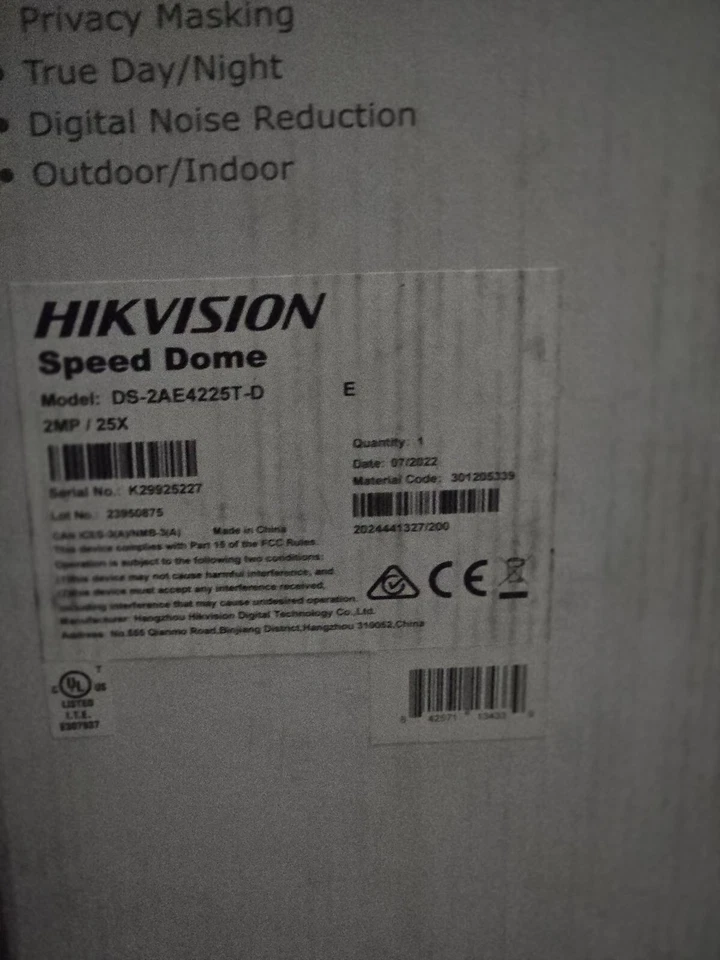 Hikvision 2 MP 25X Powered by DarkFighter Analog Speed Dome DS-2AE4225T-D - Image 3 of 4