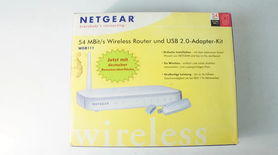 NETGEAR WGB111 GR 108 Mbps 4-Port 100 Mbps Funk Router (WGT624GR) - Bild 2 von 4