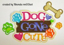 DOG GONE CUTE girl paper piecing TITLE Premade Scrapbook Page album by Rhonda