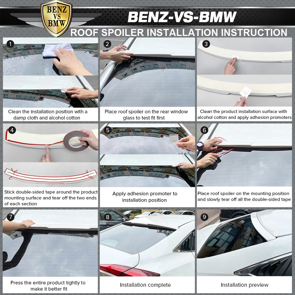 08 09 10 11 12 13 Mercedes Benz W204 Unpainted Roof Spoiler - ABS - Изображение 2 из 2