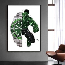 Hulk e Rolex Orologio Poster Wall Art Stampe Qualità Tela Decorazione Casa Pittura
