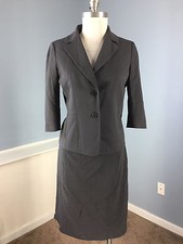 Ann Taylor 4 10 12 Charcoal Gray Skirt Suit Career Cocktail ExcellentUC