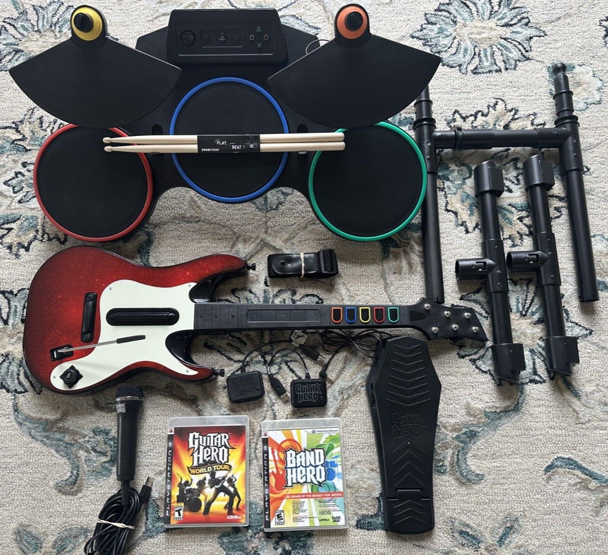 PS3 Guitar Hero World Tour Band Hero Bundle Guitar Drum Set