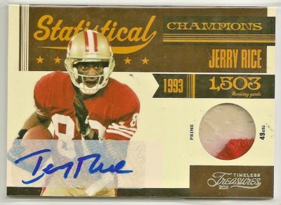 Jerry Rice 2011 Timeless Treasures Prime 2 Farbe Gu Abzeichen Autogramm Auto #'