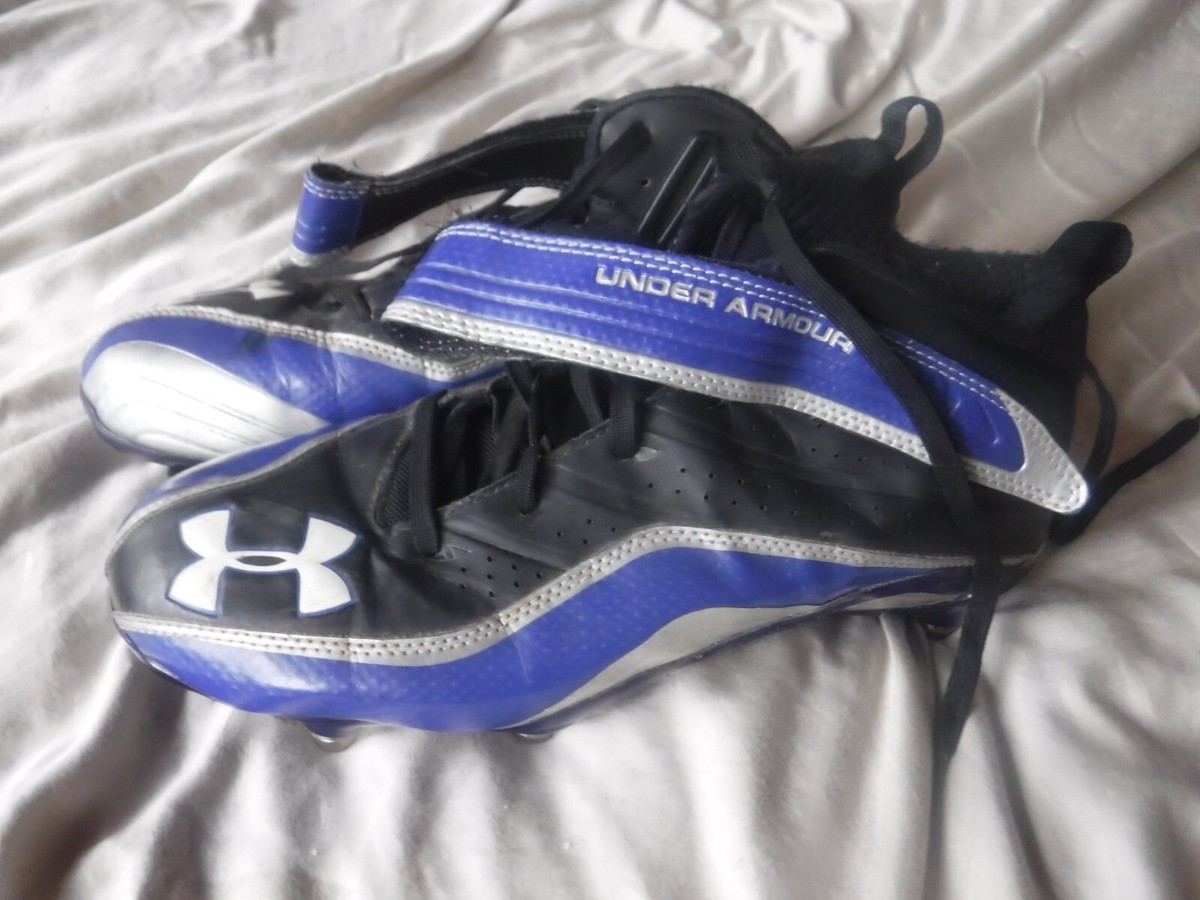 Under Armour Football Cleats Black And Blue Size 11 1/2 Pre 