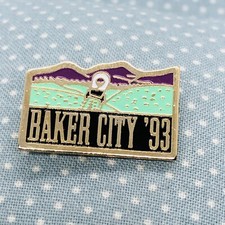 Vtg Baker City 93 Souvenir Enamel Lapel Pin - Oregon Trail 150th Anniversary