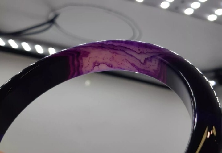 Vintage Purple Agate Solid Bangle in Original Box… - image 8