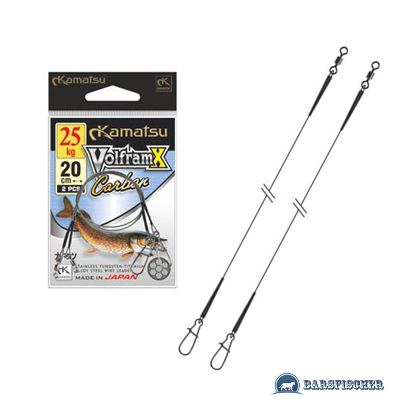 Kamatsu Volfram X Carbon Leader 40cm - Stahldraht-Vorfach 10-25kg Für Raubfisch