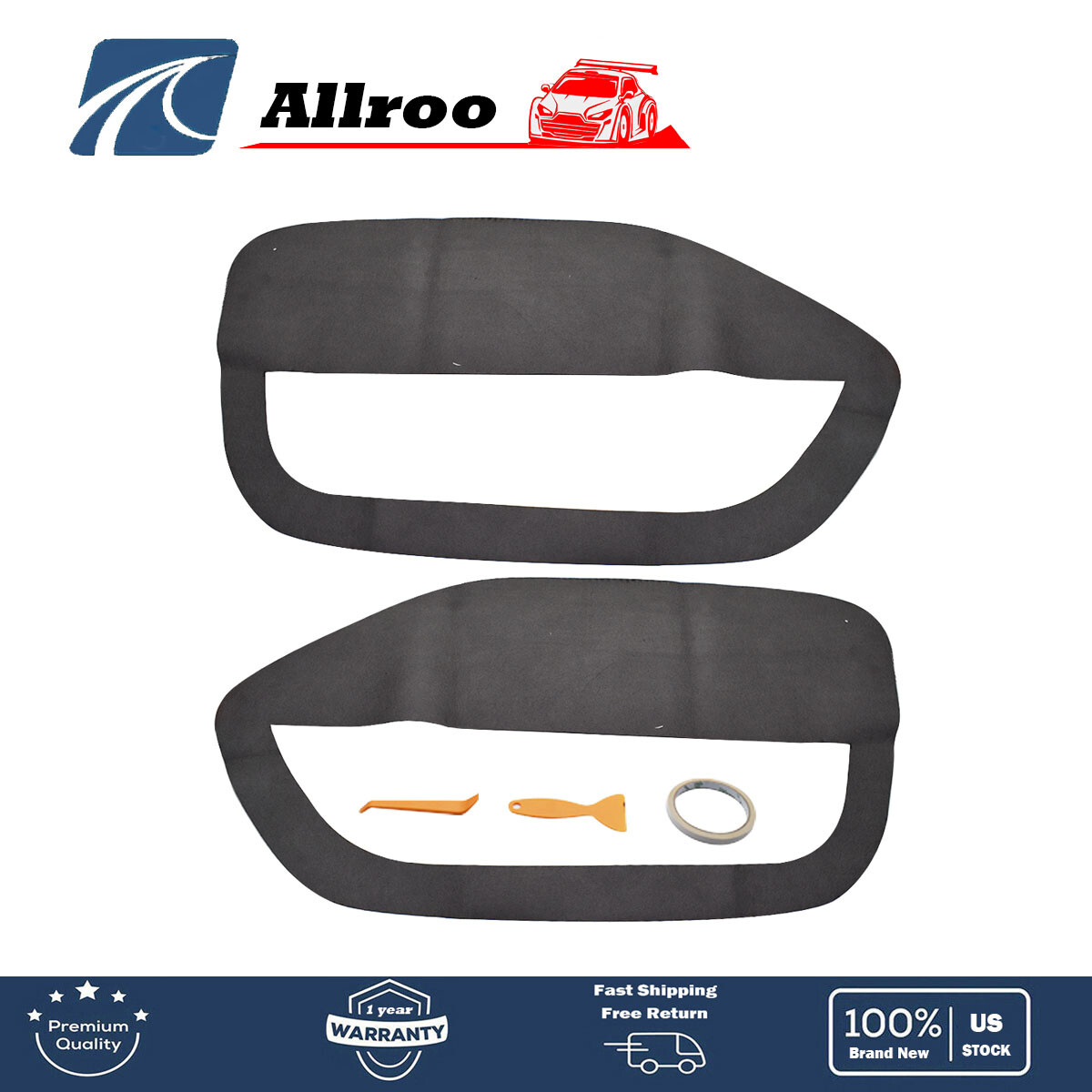 Insert Cards Cover Leather Black Door Panel Fit For Ford Mustang