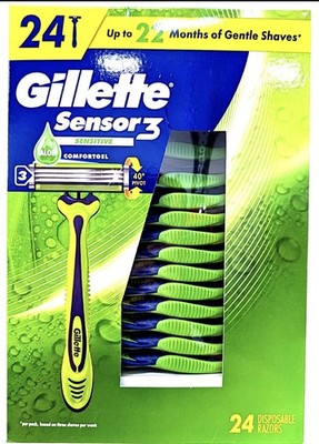 Gillette Sensor3 Sensitive Men's DisposableRazor 24 Count