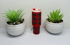 Mini "Stanley Style" Tumbler Keychain Chapstick Holder Bow & Paws - Pets - Dogs