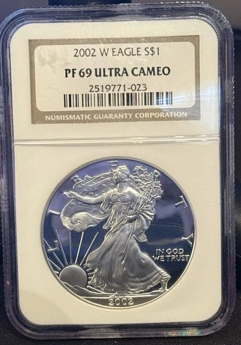 2002 W Proof $1 American Silver Eagle Dollar NGC PF69 Ultra Cameo