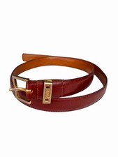 Yves Saint Laurent YSL Burgundy Gold Leather Belt Unisex size 30 -34