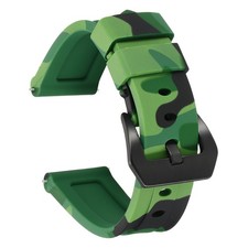 Silicone Watch Bands 22mm Soft Watch Band with Black Buckle, Camo Drak Green