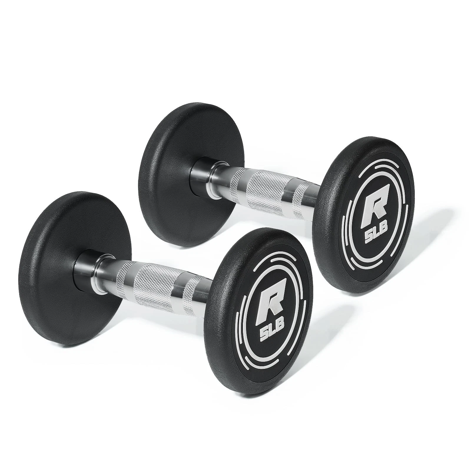 5-250 LBS PVC Encased Round Dumbbell sets with Knurled Handle and Optional Ra...