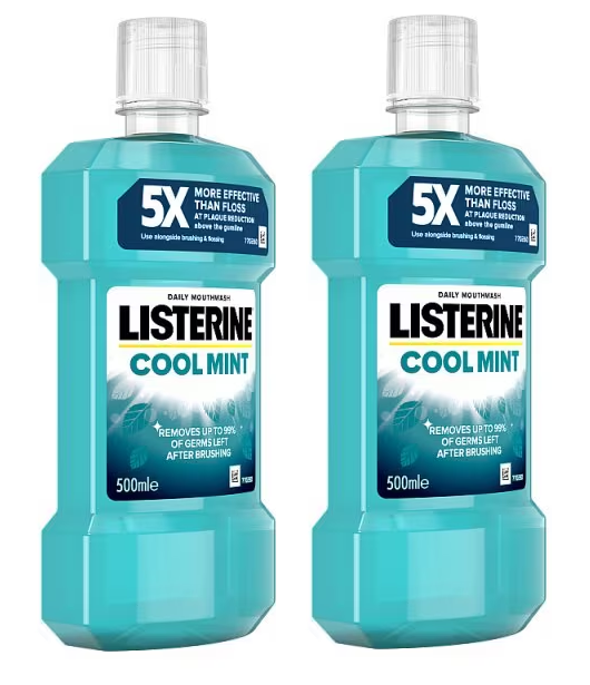 2x Listerine Mouthwash Cool Mint 500ml