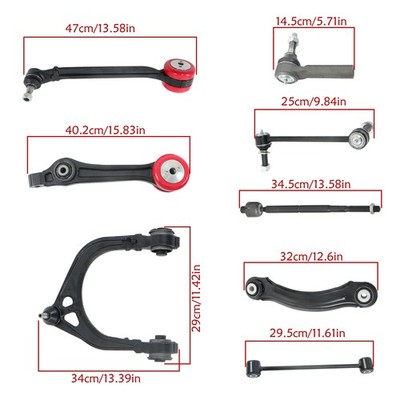 FURREN Kit de 8 brazos de control de suspensión trasera, barra de puntal de brazo lateral compatible con Chrysler 300 compatible con Dodge Charger Challenger 2005 2006-2014