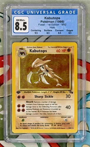 Kabutops (1st Edition) graded CGC 8.5 for sale on eBay