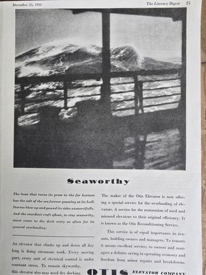 1933 Otis Elevator Company Seaworthy Waves Vintage  ad