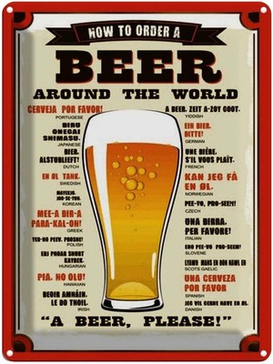 Blechschild 40x30 cm Bier Beer around the world beer please Deko Geschenk Metall