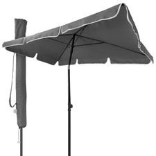 VOUNOT Garden Parasol Tilt Balcony Umbrella with Cover Patio Beach 2x1.25m Grey