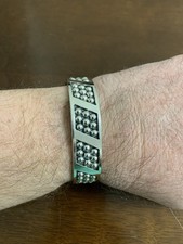 Sterling Silver Beaded Cuff Bracelet 925 Mexico Beautiful Design