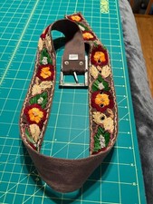 Embroidered floral leather belt