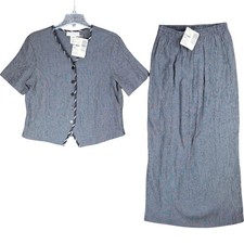 NEW Vtg Casual Corner  Co Women's Medium 2 Piece Skirt Top Set Black White USA