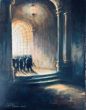 "Halcyon Light" : Bygone Nocturne-Original acrylic on Board, 14 x 18" - Unframed