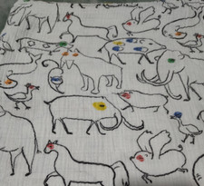 Aden Anais Swaddle Blanket 46 x 42 Pre-Historic Drawing Looking Animals Print