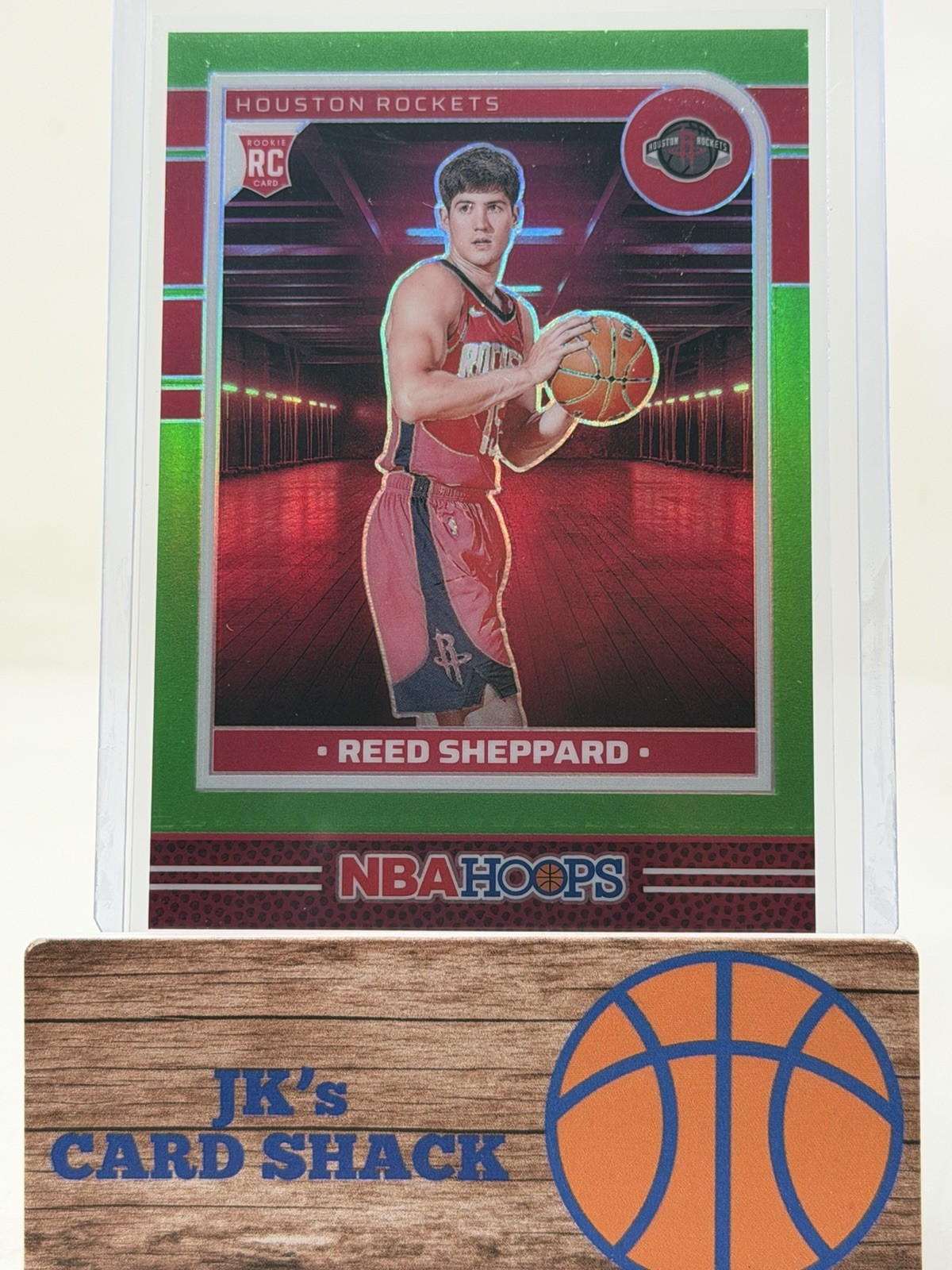 2024-25 Panini NBA Hoops Reed Sheppard Premium Prizm Lime Green RC /149 #233