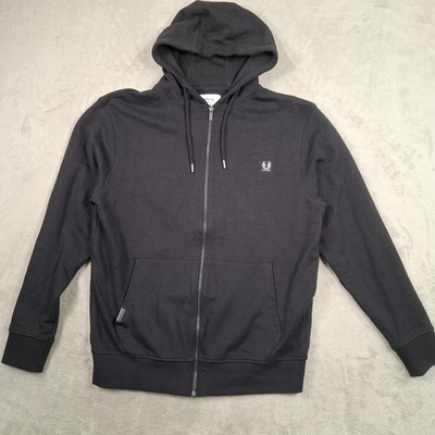 Firetrap Hoodie Herren Large schwarz Reißverschluss Freizeit Logo Streetwear Wandern