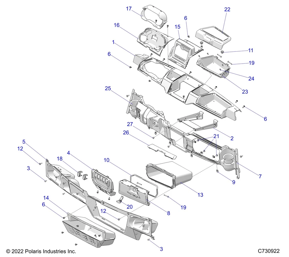 Polaris Display Bezel, 7 in, Gloss Black, Genuine OEM Part 5454382-070, Qty 1 Foto 2 de 2