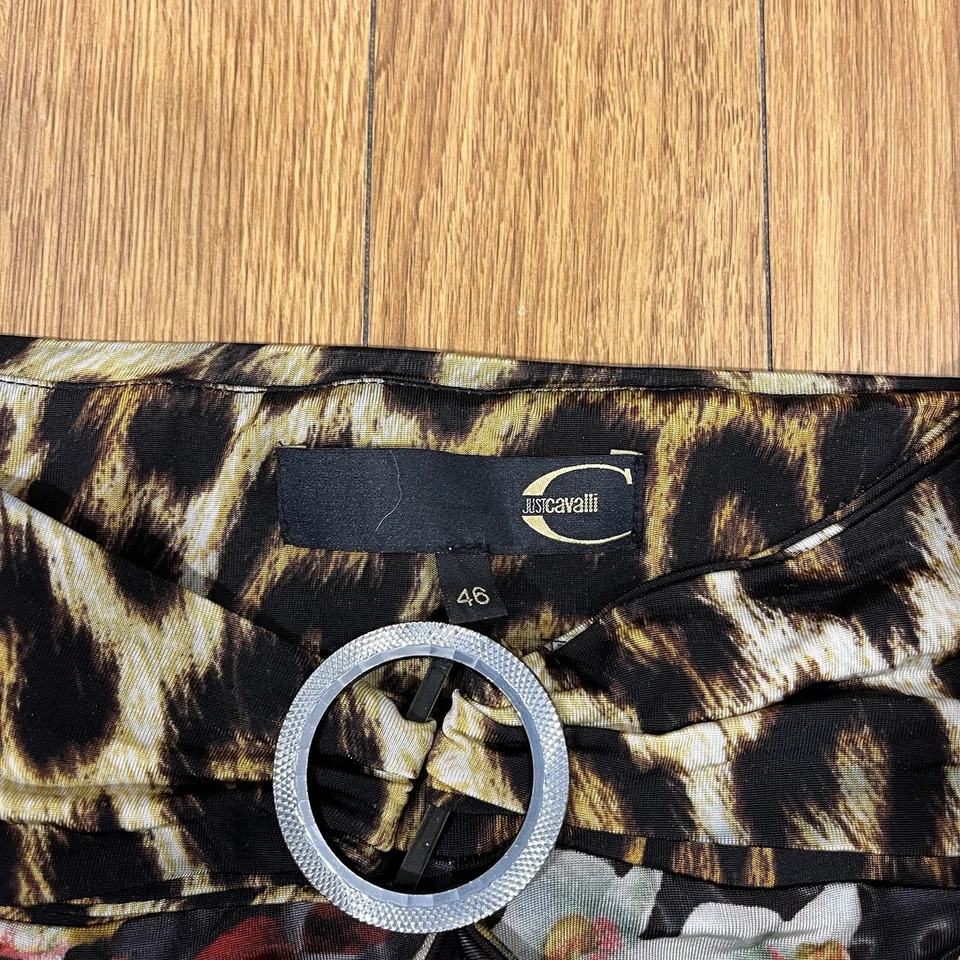 Roberto Cavalli Floral Print Satin Skirt Black/Multi-color M - Bild 3 von 4