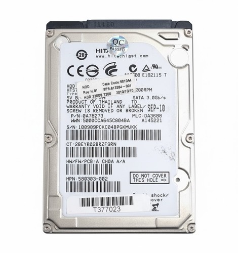 320GB SATA 2,5" 9,5mm 7200RPM 1,5Gb/s HDD - 613354-001