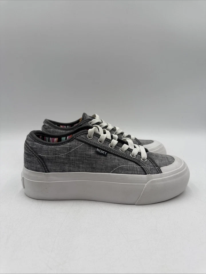 ROXY Mujer Tenis Zapatos CRUIZER Gris Lona EE. UU. Talla 6,5 Foto 3 de 4