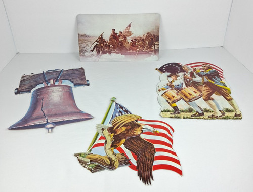 LOT of Vtg Eagle Flag Liberty Bell Americana Patriotic July Die Cut Decorations