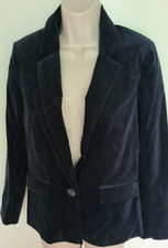 BNWT White Stuff Lorton Cotton Velvet Blazer Jacket Navy Blue (UK 6)