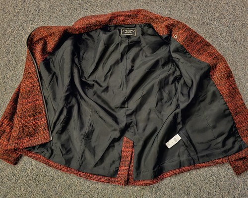 Lucky Brand Womens Medium Jacket Blazer 4 Pockets Zip Close Collared Red & Black - Picture 15 of 16