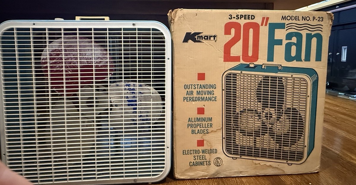 Vintage 1970's K-Mart 3 Speed 20-Inch Box Fan model no. p-23