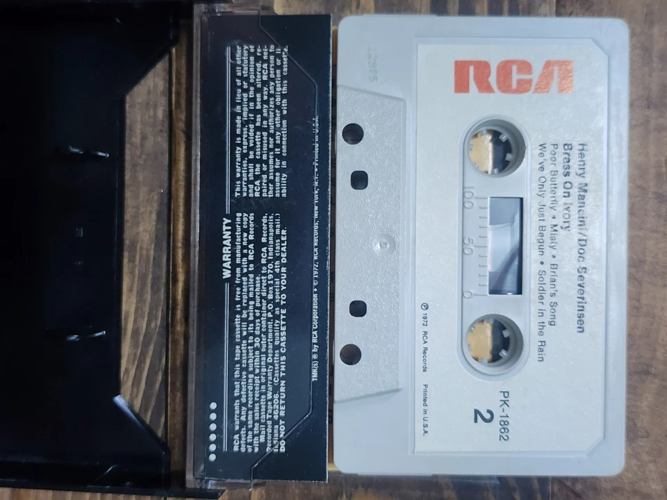 Винтажная КАССЕТА ИЗ ЛАТУНИ НА СЛОНОВОЙ КОСТИ Henry Mancini Doc Severinsen Audio Tape RCA 1972 - Изображение 4 из 4