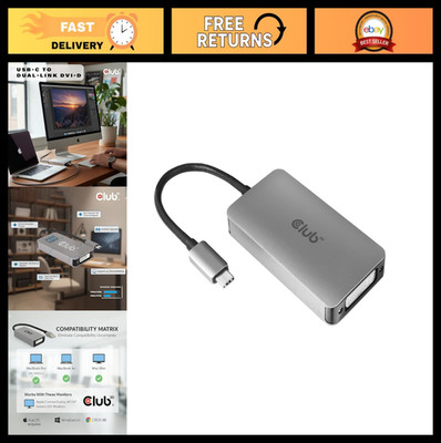 USB Type C to Dual Link DVI-D Adapter, 3840x2160@30Hz, 2560x1600@60Hz, HDCP Off
